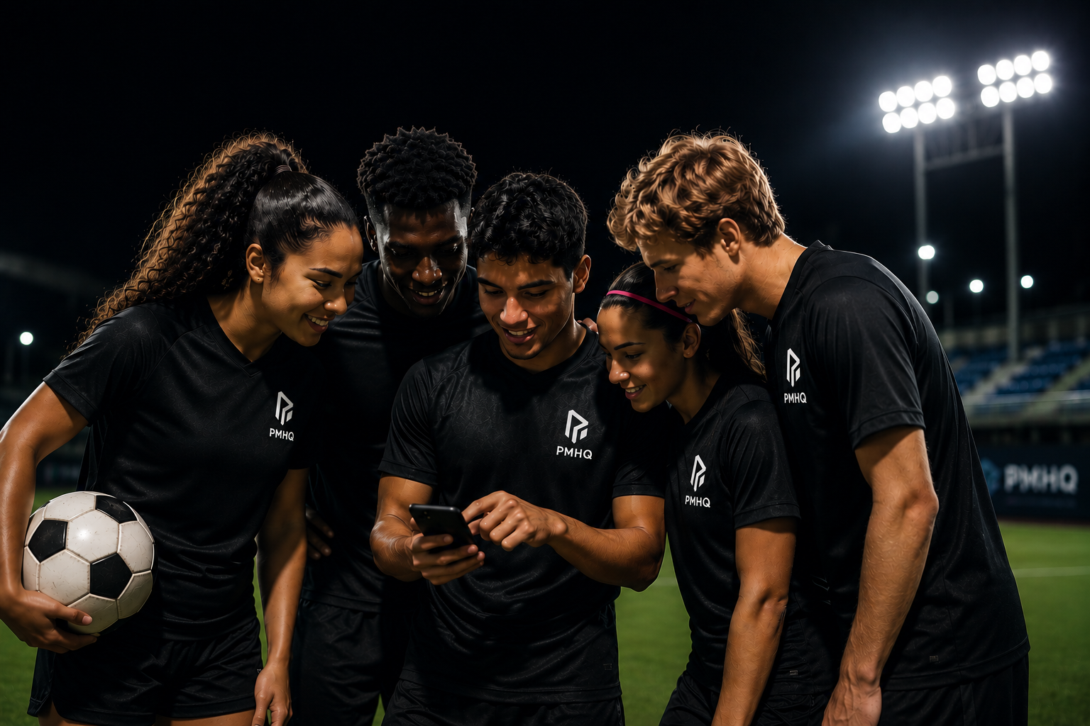 PMHQ players looking at phone